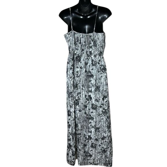 Theory womens musea silk maxi dress metallic shimmer floral abstract textured - Picture 8 of 10